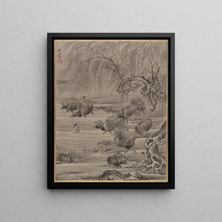 Kawanabe Kysai - Buffalo and Herdsman.webp