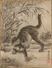 en katt som fångar en groda - Kawanabe Kyōsai — vy av konstverket