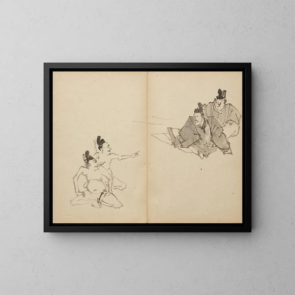 Courtisans - Kawanabe Kyōsai — inramlat konstverk på väggen