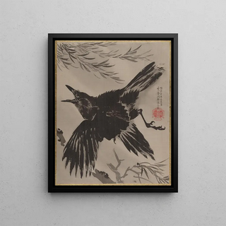 Kawanabe Kysai - Crow and Willow Tree.webp