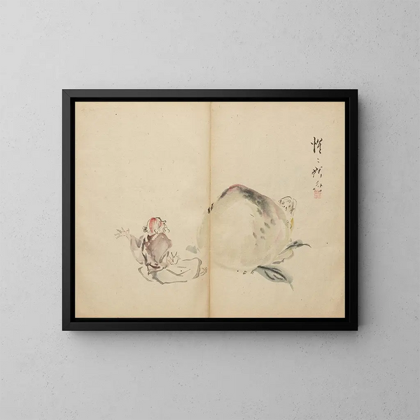 Le garçon pêché - Kawanabe Kyōsai — inramlat konstverk på väggen