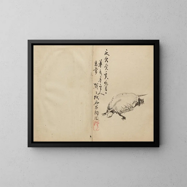 Tortue - Kawanabe Kyōsai — inramlat konstverk på väggen