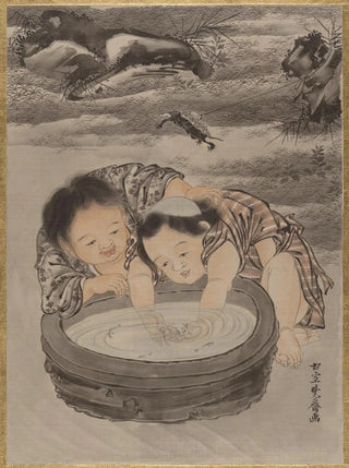 Kawanabe Kysai - Two Children Playing with Goldfish.webp