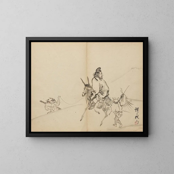 Zhong Kui - Kawanabe Kyōsai — inramlat konstverk på väggen