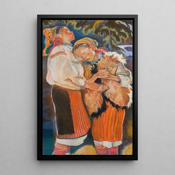 Kazimierz Sichulski - Palm Sunday triptych Hutsul girls.webp