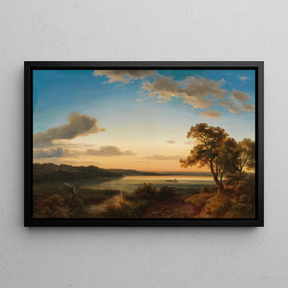 Kilian Metzinger - Morgendliche Seelandschaft mit heimkehrendem Fischer.webp