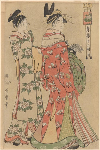 Kitagawa Utamaro - Courtesan Passing through Street Accompanied by Servant.webp