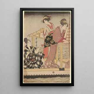 Kitagawa Utamaro - Fishing with a FourArmed Scoopnet Yotsu Deami left component of triptych.webp