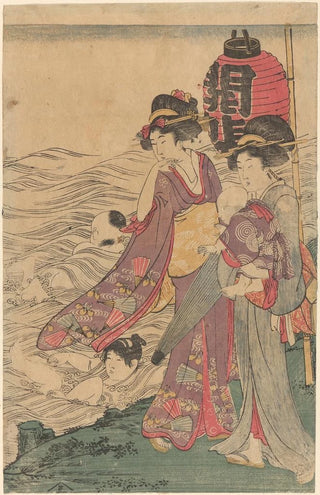 Kitagawa Utamaro - Two Women with Children at the Seashore.webp