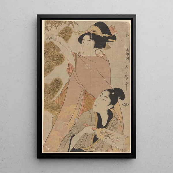 Kitagawa Utamaro - Woman and Man Cutting New Years Pine Boughs.webp