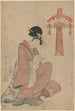 kvinna med rulle - Kitagawa Utamaro — vy av konstverket