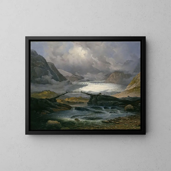 Glacier Nigardsbreen i Justedalen-dalen - Knud Baade — inramlat konstverk på väggen