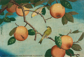 Kobayashi Kiyochika - Persimmons and WhiteEyes.webp