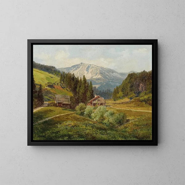 Vue d'un alpage avec le Schneeberg en arrière-plan - Konrad Petrides — inramlat konstverk på väggen