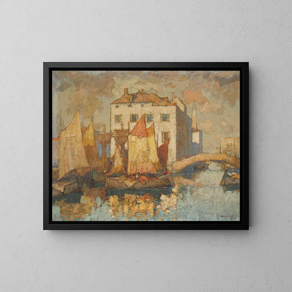 Fiskare i Chioggia - Konstantin Ivanovich Gorbatov — inramlat konstverk på väggen