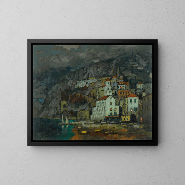 Vue d'Amalfi - Konstantin Ivanovich Gorbatov — inramlat konstverk på väggen