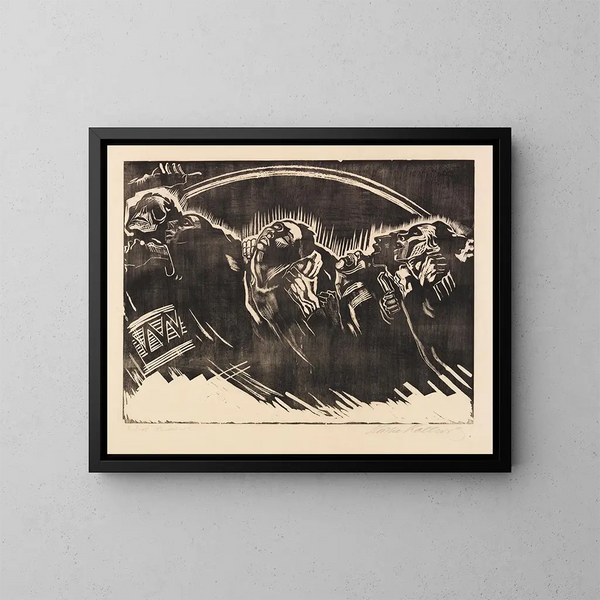 Les volontaires - Käthe Kollwitz — inramlat konstverk på väggen