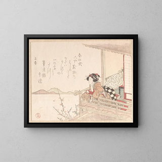 Kubo Shunman - Courtesan Leaning on the Railing of a Veranda.webp