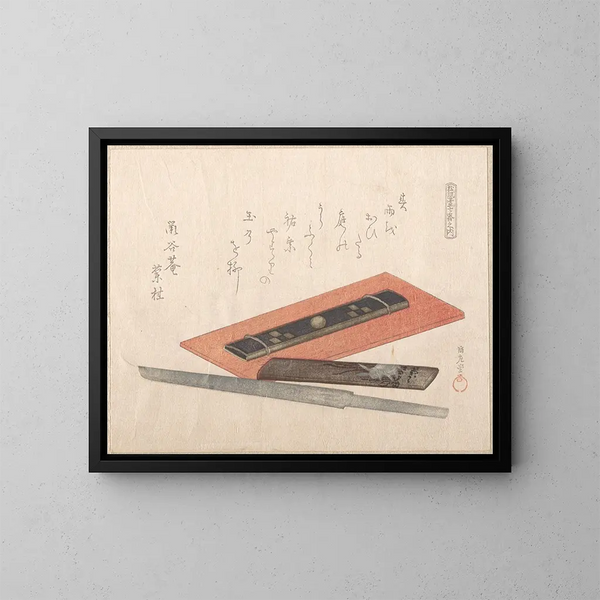 Couteau et deux poignées de couteau - Kubo Shunman — inramlat konstverk på väggen