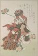 två dansare som utför en shakkymono kabuki-dans från albumet Surimono de la pluie de printemps Harusame surimonoj vol 3 - Kubo Shunman — vy av konstverket