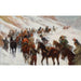 Reproduktion av målningen L’armée napoléonienne som korsar Somosierra-passet av Jan van Chelminski