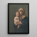 Madonna och Jesus som håller världen - L. Coillagi — inramlat konstverk på väggen