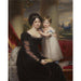 Reproduktion av målningen av hertiginna av Kent med sin dotter, den blivande drottning Victoria av Henry Bone