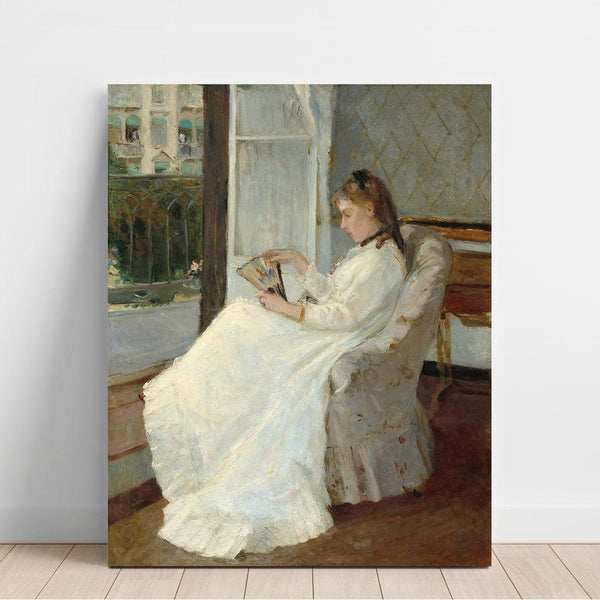 Reproduktion av målningen av konstnärens syster vid fönstret - Berthe Morisot