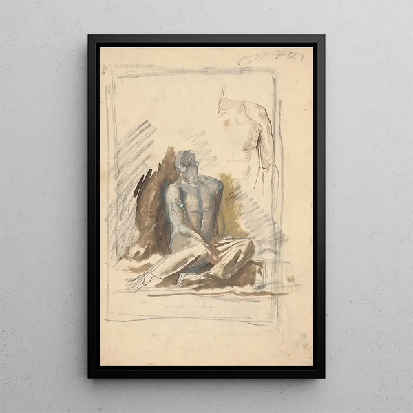 Ladislav Mednynszky - A study of a seated figure of a man.webp