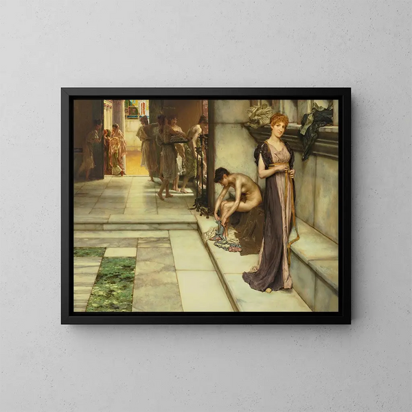En apodytère - Lawrence Alma-Tadema — inramlat konstverk på väggen