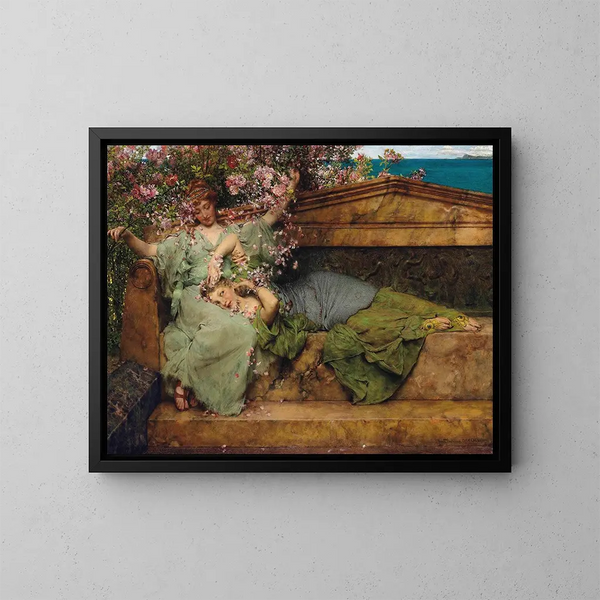 I en rosengård - Lawrence Alma-Tadema — inramlat konstverk på väggen
