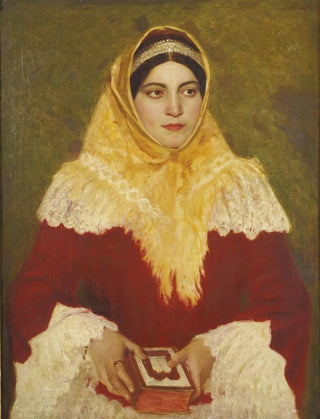 Lazar Krestin - Portrait of a Jewish woman holding a prayer book.webp
