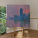 Reproduktion av målningen av Le Parlement, solnedgång - Claude Monet