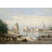 Reproduktion av målningen Le Port de La Rochelle av Jean-Baptiste-Camille Corot