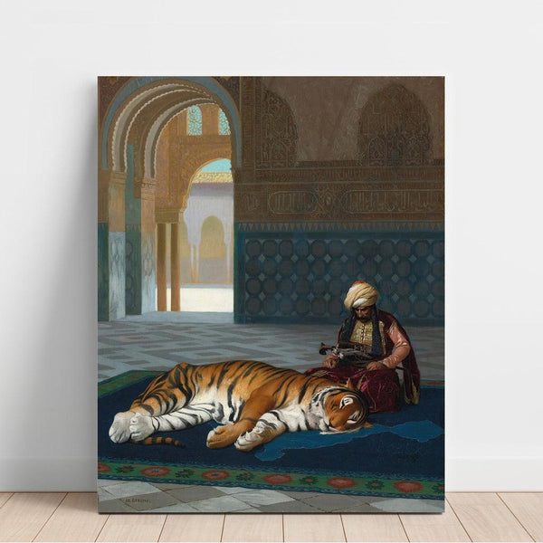 Reproduktion av målningen Le Tigre et le Gardien - Jean-Léon Gérôme