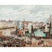 Reproduktion av målningen av Fiskmarknaden, Dieppe; grått väder, morgon - Camille Pissarro