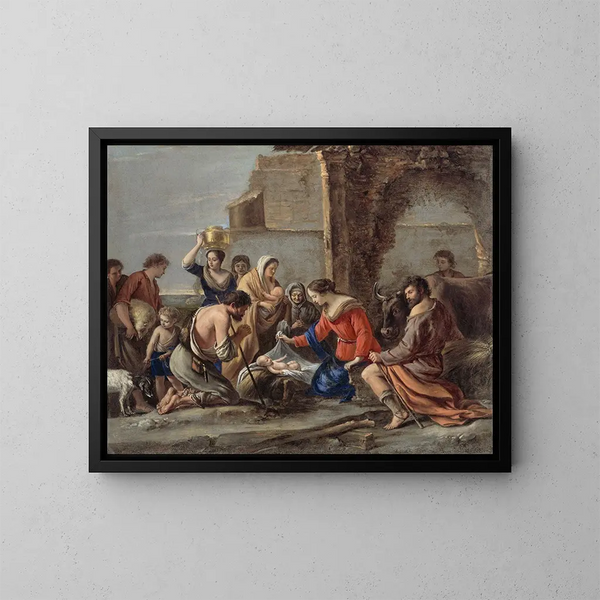 L'Adoration des bergers - Famille Le Nain — inramlat konstverk på väggen