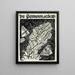 Conception de la couverture de De Gemeenschap med en skildring av fjärilar som flyger runt blad och blommor - Leo Gestel — inramlat konstverk på väggen