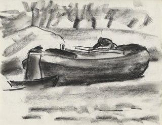 Skissblad med ett skepp och en man ombord - Leo Gestel — vy av konstverket
