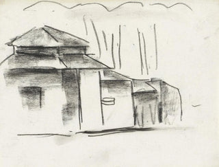 Skissblad med hus - Leo Gestel — vy av konstverket