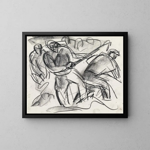 Studie av figurer i arbete - Leo Gestel — inramlat konstverk på väggen