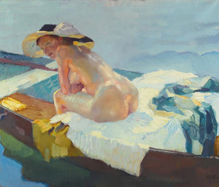I kanoten - Leo Putz — vy av konstverket