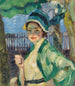 porträtt av dam under ett grönt paraply Frieda Blell - Leo Putz — vy av konstverket