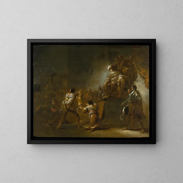 Le Jugement de Salomon - Leonaert Bramer — inramlat konstverk på väggen