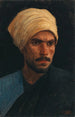 En arab med turban i gult och burnus i blått - Leopold Carl Müller — vy av konstverket
