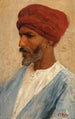 Porträtt av en oriental med en röd turban - Leopold Carl Müller — vy av konstverket