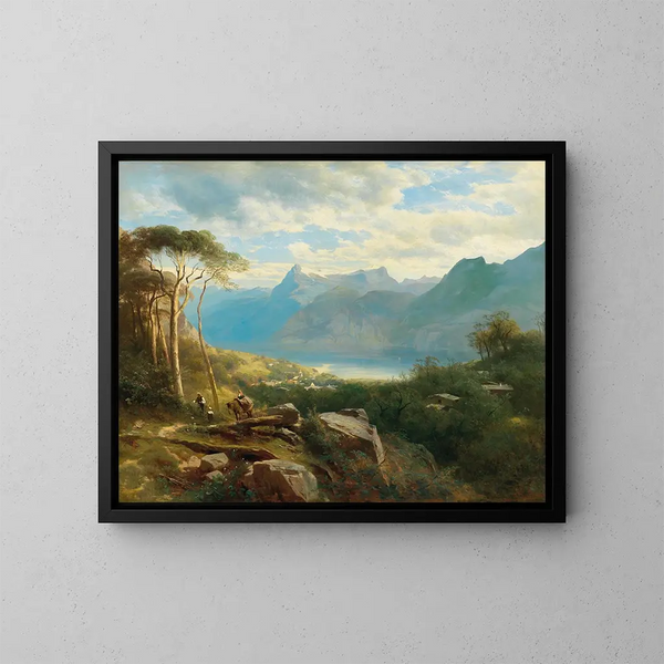 Vue du lac de Lucerne et des hauts de Berne - Leopold Heinrich Vöscher — inramlat konstverk på väggen