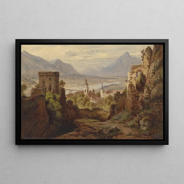 Vue de Rattenberg sur l'Inn - Leopold Munsch — inramlat konstverk på väggen