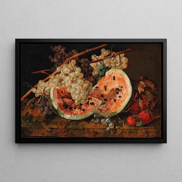 Leopold Zinngger - Still Life with Watermelon and Grapes.webp