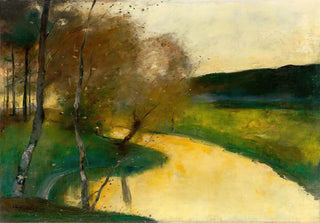 Lesser Ury - Herbstliche Bachlandschaft im Abendlicht Thringen.webp